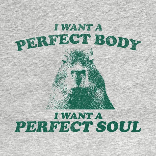 Capybara i want a perfect body i want a perfect soul Shirt, Funny Capybara Meme by ILOVEY2K